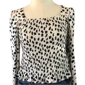 Lark + Gray Cute Black and White Long Sleeve Top Stretch Bodes Size XL